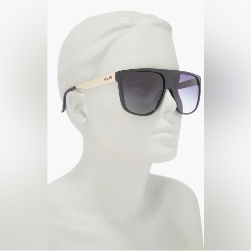 Quay Australia Black and Gold Oversized Sunglasses